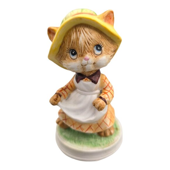 Vtg Lefton Hand Painted Cat in Apron Dress Figurine 00324 Taiwan Anthropomorphic - Picture 1 of 11
